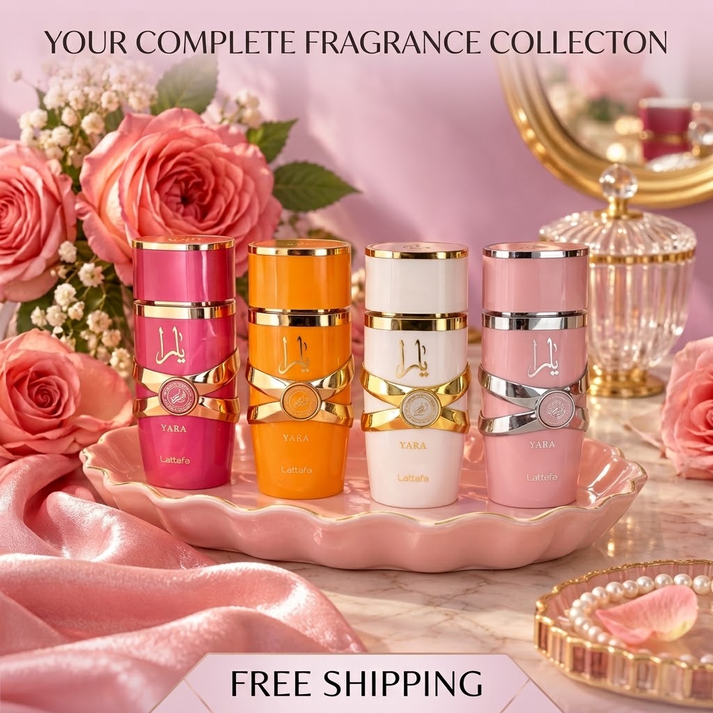 Lattafa Yara Collection — Yara, Yara Tous, Yara Moi & Yara Candy 4 × 100ml Eau de Parfum for Women | Complete Yara Perfume Set