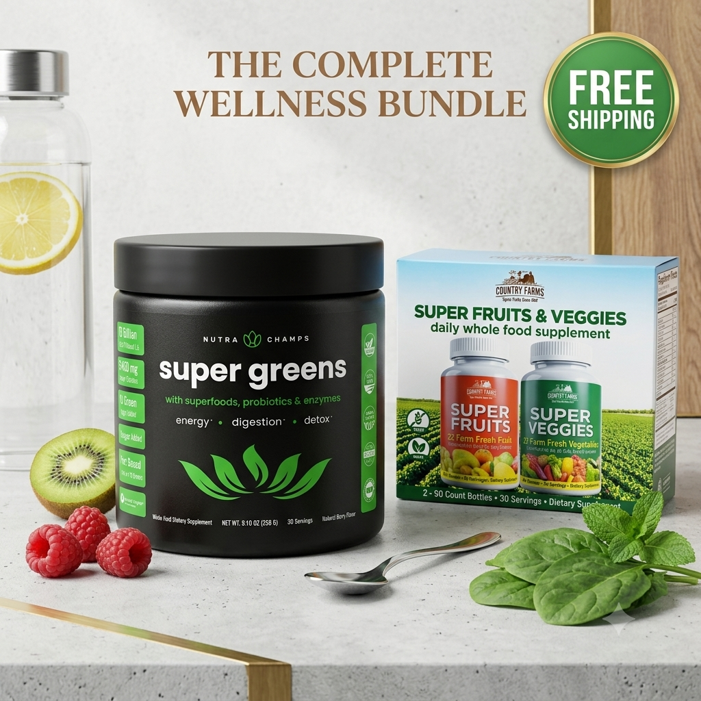 Greens & Veggies Duo: Super Greens Powder + Country Farms Super Veggies