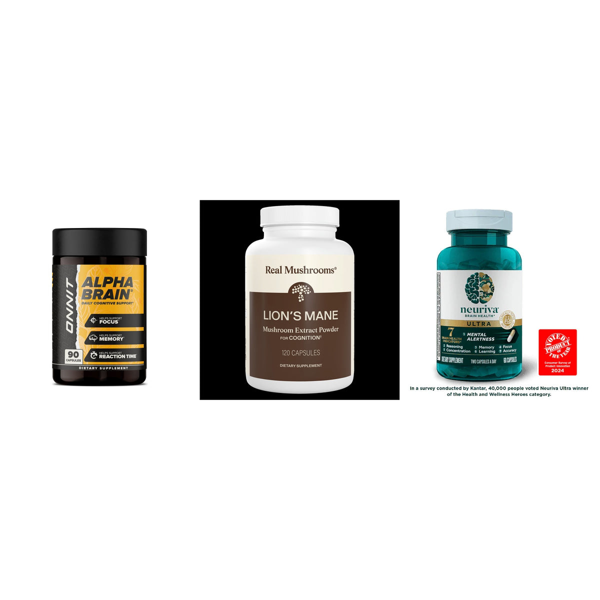 Focus & Memory Support Trio — Alpha Brain, Neuriva Ultra & Lion's Mane (Curated Bundle)