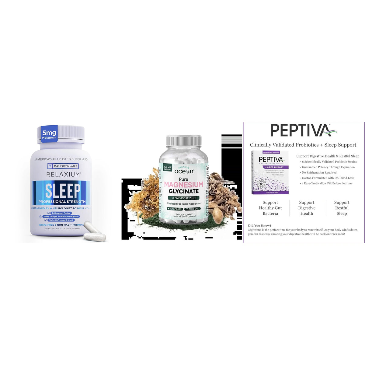 Sleep Support Trio — Peptiva, Relaxium & Magnesium (Curated Bundle)