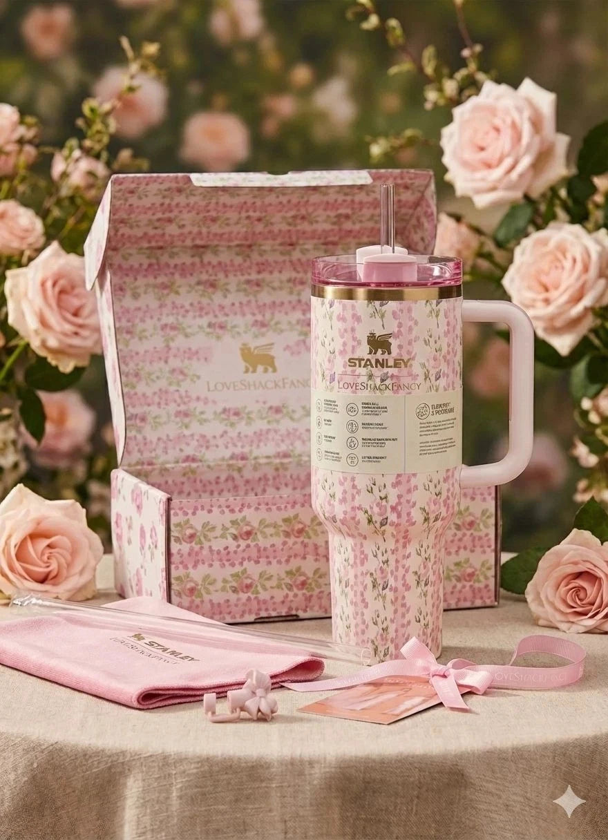 STANLEY Floral Pink Quencher H2.0 FlowState™ Tumbler 40 oz